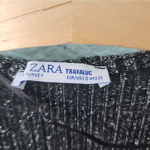 Zara true wrap metallic long sleeve ribbed knit cardigan style blouse - Picture 5 of 16
